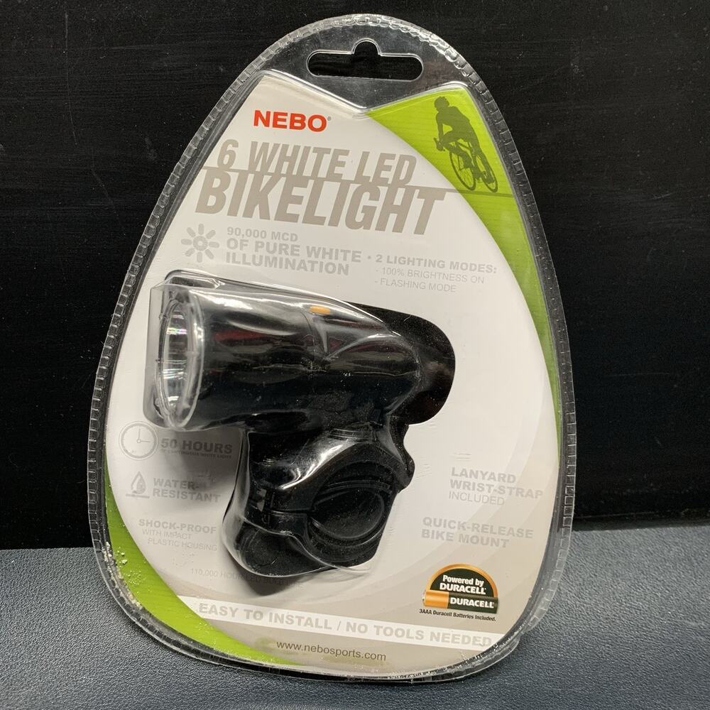 Nebo Bike Light 6 White Led, 50 Hrs Run Time. Shock Resistance, Water Resistant